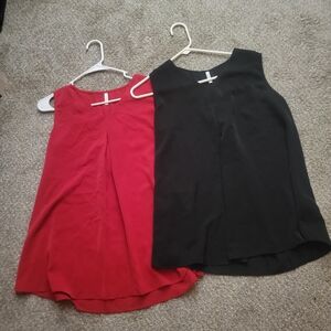Women's Red and Black Tank Tops